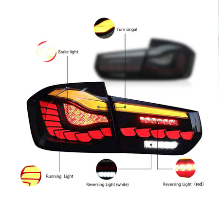 TT-ABC - Led Tail Lights For BMW 3 Series F30 F35 F80 2012-2019 Start-up Animation(Smoked/Red)-BMW-TT-ABC-TT-ABC