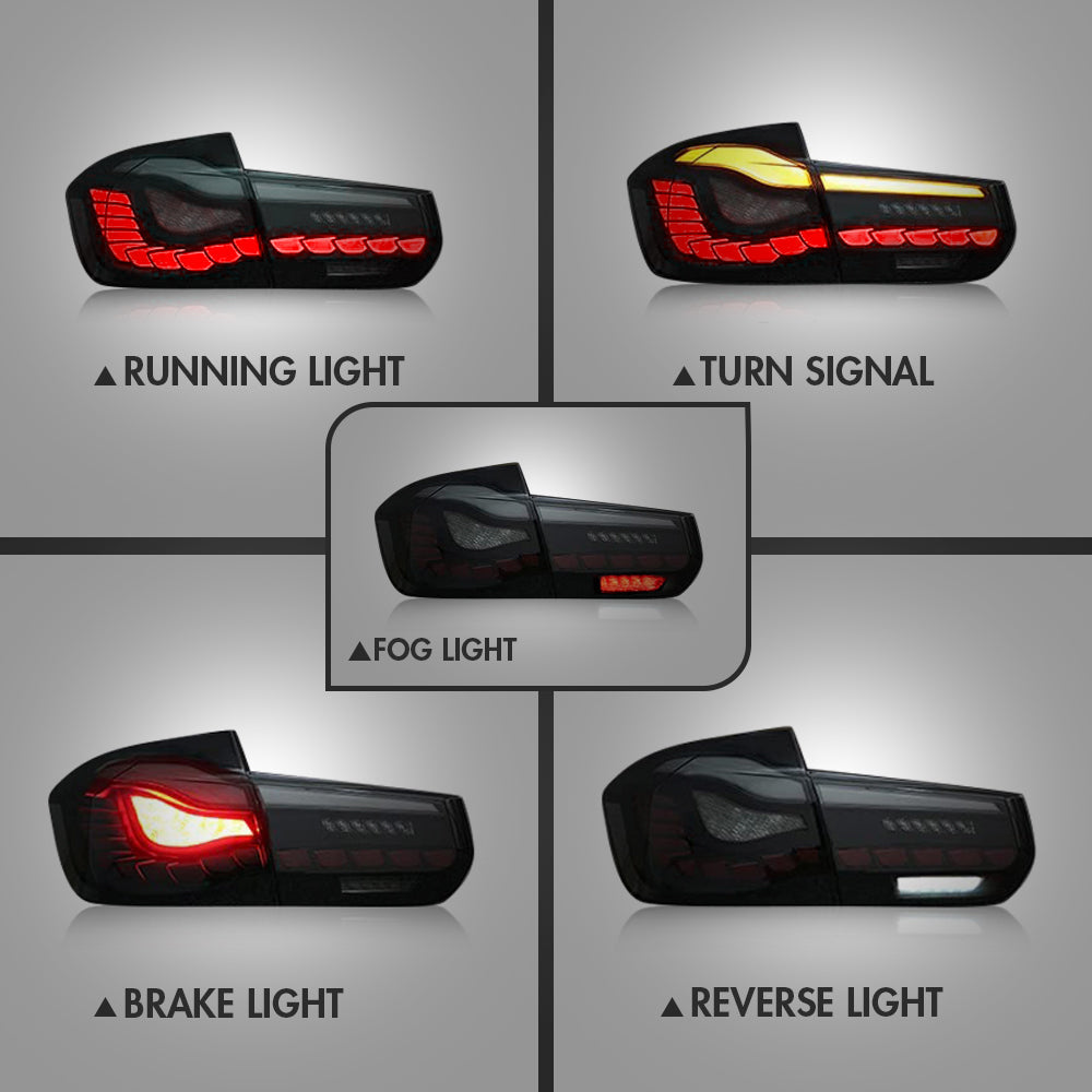 TT-ABC - Led Tail Lights For BMW 3 Series F30 F35 F80 2012-2019 Start-up Animation(Smoked/Red)-BMW-TT-ABC-TT-ABC