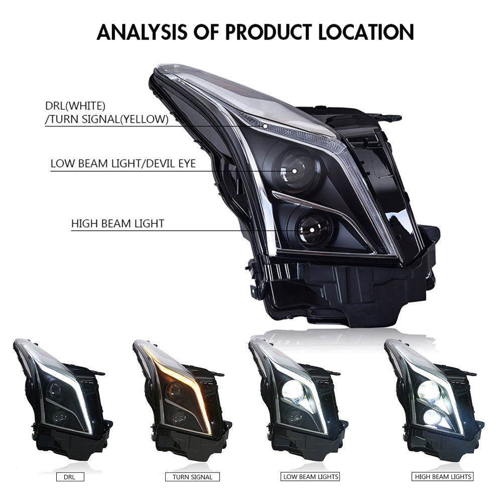 TT-ABC - Led Headlights For 2013-2019 Cadillac ATS ATS-L-Cadillac-TT-ABC-74*47*35-TT-ABC