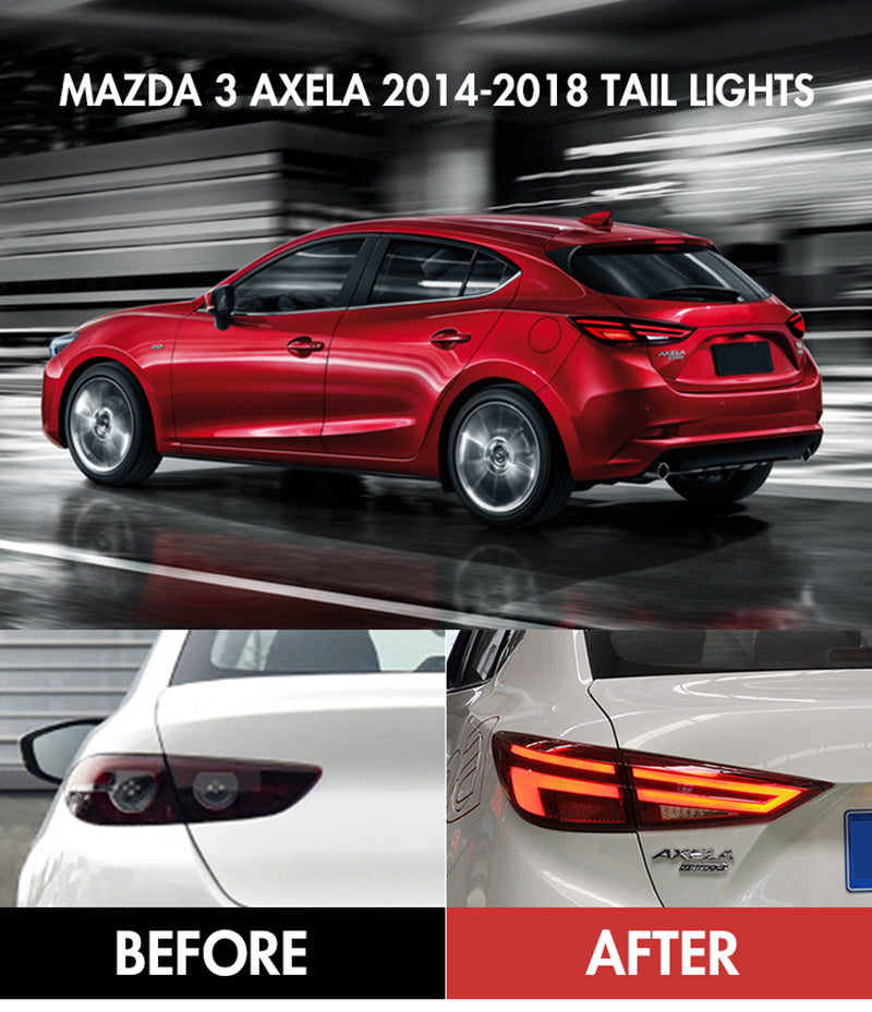 For 2014-2018 Mazda 3 Axela Led Tail Lights,Start Animation Continuous Indicator lights rear Lights Assembly-TT-ABC