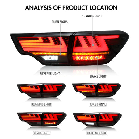 TT-ABC - Led Tail Lights For Toyota Highlander 2014-2019 (Smoked/Red)-Toyota-TT-ABC-TT-ABC