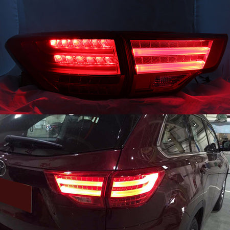 TT-ABC - LED Tail lights For Toyota Highlander 2014-2019, Start-Up Animation Rear Lamp Assembly (Smoked/Red)-Toyota-TT-ABC-TT-ABC