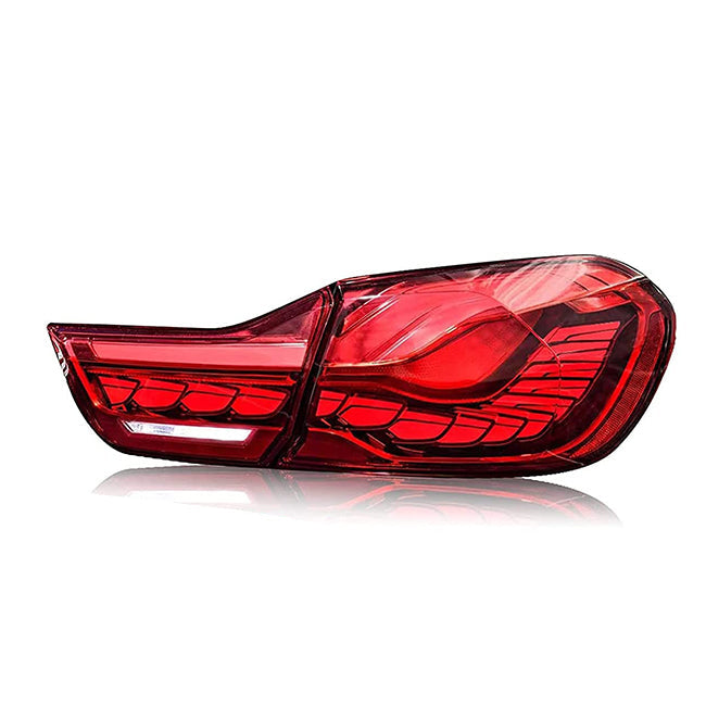 TT-ABC - LED Continuous Tail Lights for 2014-2020 BMW F32 F33 F82 F83 M4 4 Series Tail Lights - Dragon Scale (Smoked/Red)-BMW-TT-ABC-TT-ABC