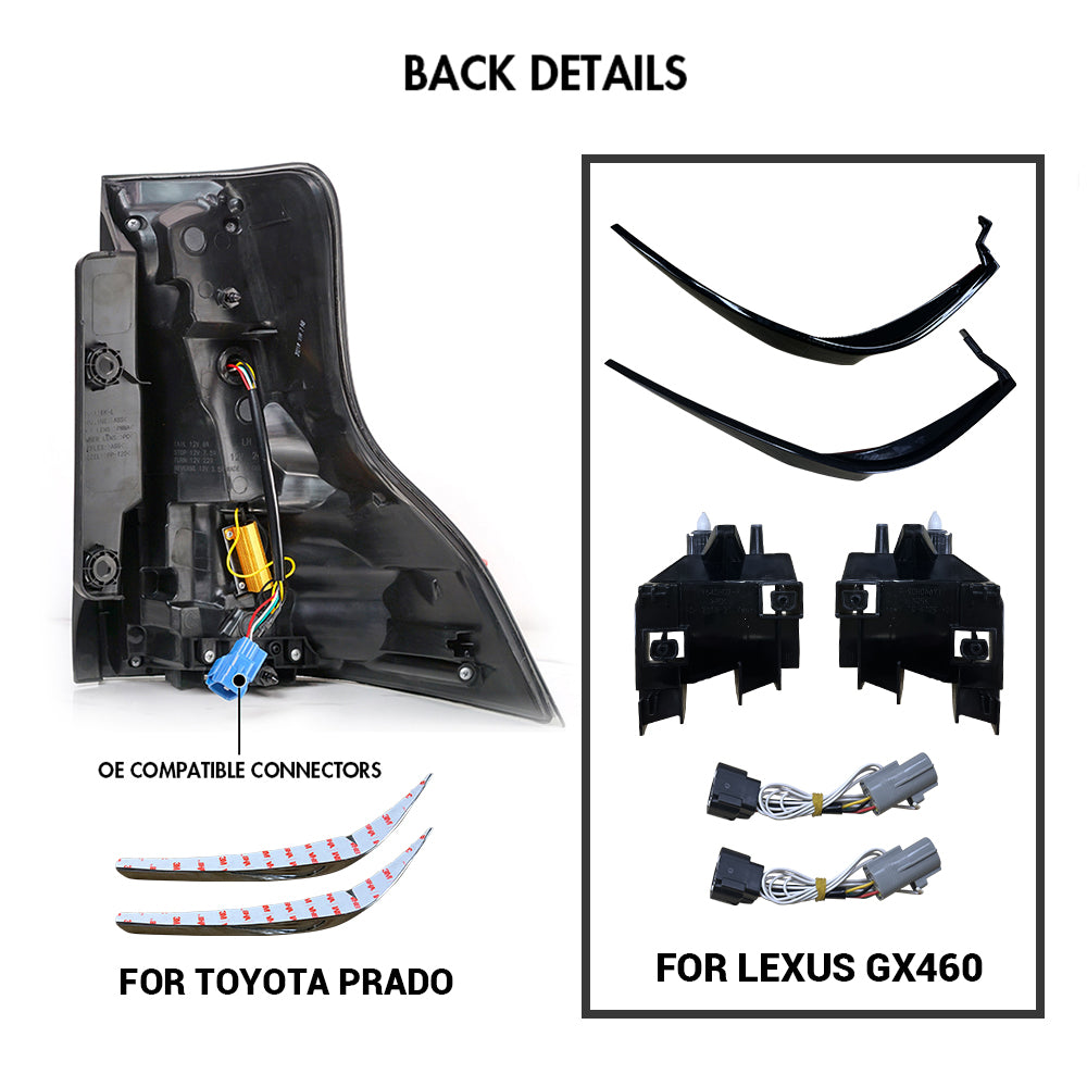 TT-ABC - Led Tail Light Assembly for Lexus GX460 2014-2021-Lexus-TT-ABC-44.5*44.5*40.5-Smoke-TT-ABC