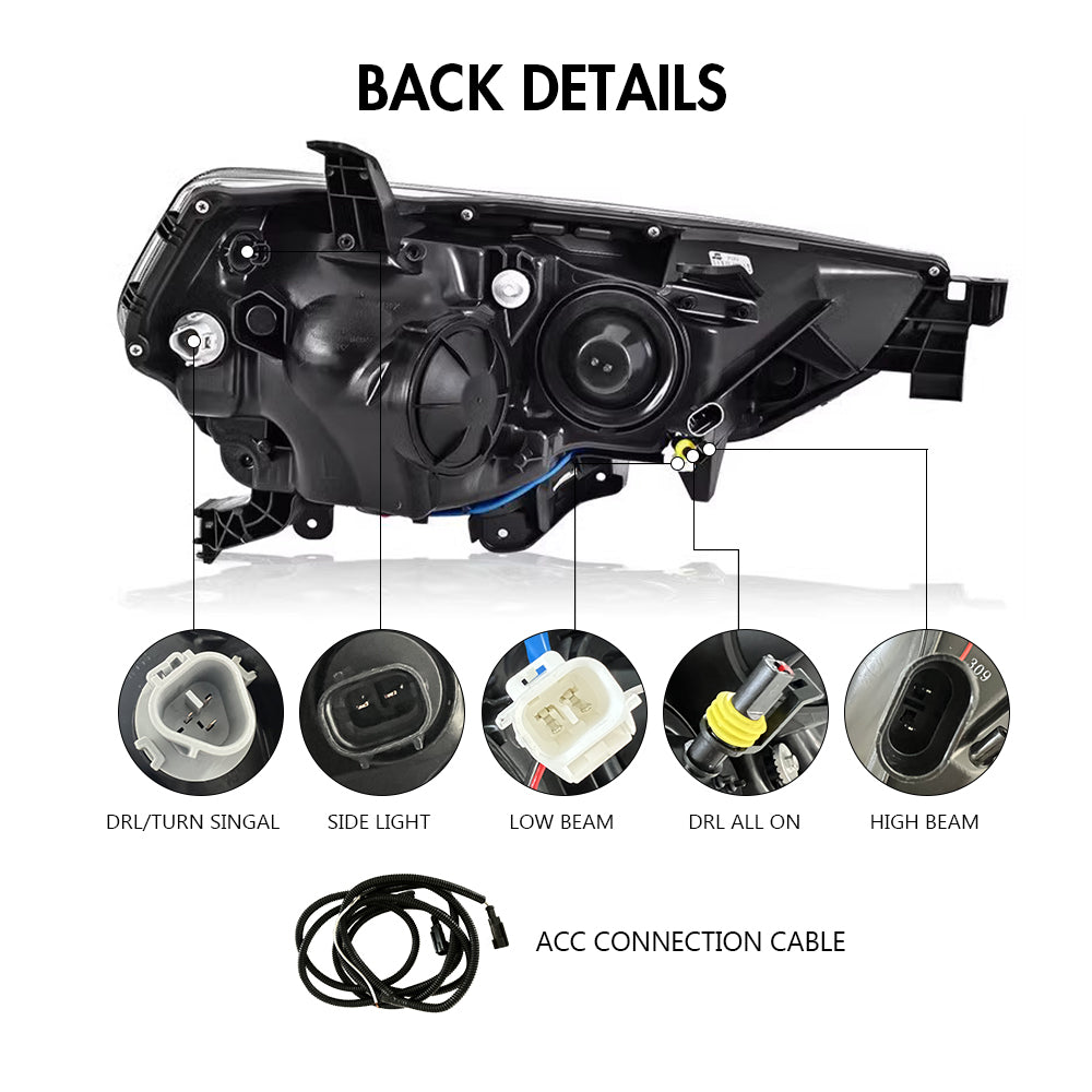 For 2014-2022 Toyota 4Runner Led Headlights (White/Devil Eyes