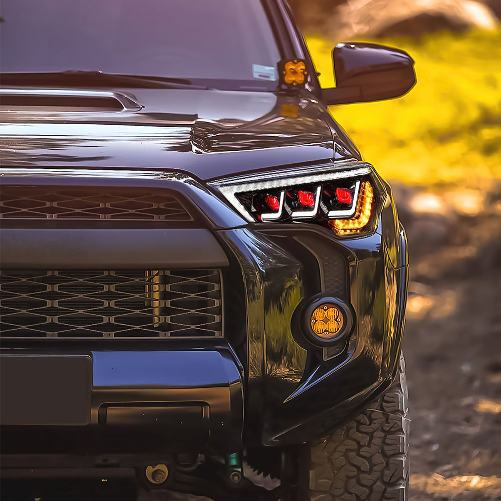 For 2014-2022 Toyota 4Runner Led Headlights (White/Devil Eyes