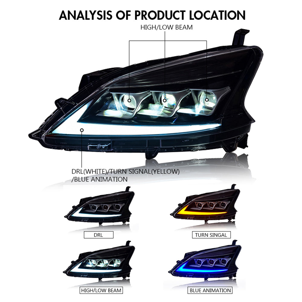 TT-ABC - Nissan sylphy 2015-2017 headlight assembly with LED daytime running lights (a touch of blue running steering)-Nissan-TT-ABC-75*42.5*69-TT-ABC