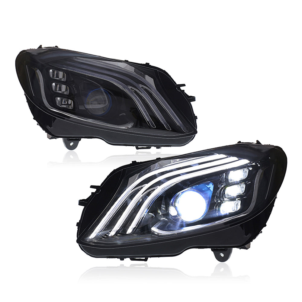 TT-ABC - For Mercedes-Benz W205 C180 C200 C260 2015-2021 Full Led Assembly Headlamps Auto Accessories Maybach Exelero. Same Model-Mercedes-Benz-TT-ABC-70*64*43-Clear-TT-ABC