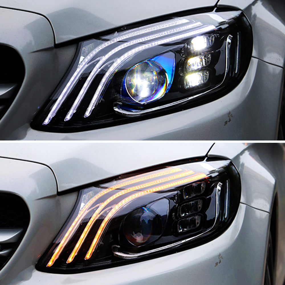 TT-ABC - For Mercedes-Benz W205 C180 C200 C260 2015-2021 Full Led Assembly Headlamps Auto Accessories Maybach Exelero. Same Model-Mercedes-Benz-TT-ABC-70*64*43-Clear-TT-ABC