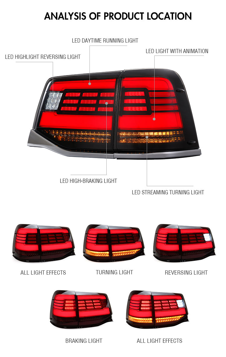 TT-ABC - Led Tail Light Assemblies for 2016-2020 Toyota Land Cruiser turn sequence signal light-Toyota-TT-ABC-TT-ABC