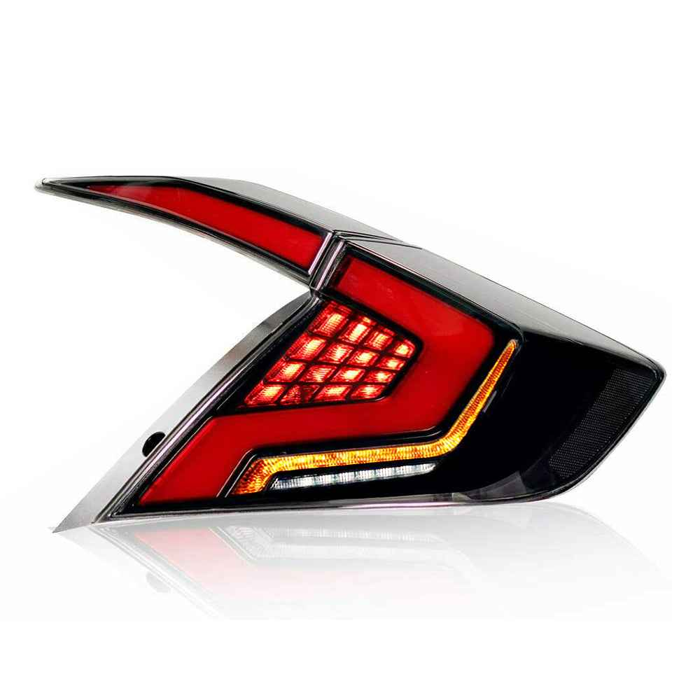 For 2016-2021 Honda Civic 10th Gen Led Tail Lights With DRL Start Up Animation Rear Lamp Assembly (Smoked/Red) - TT-ABC