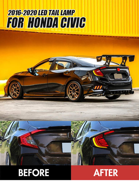 TT-ABC -LED Black Tail Lights For Honda Civic 2016-2021-Honda-TT-ABC-63*39.5*32-TT-ABC