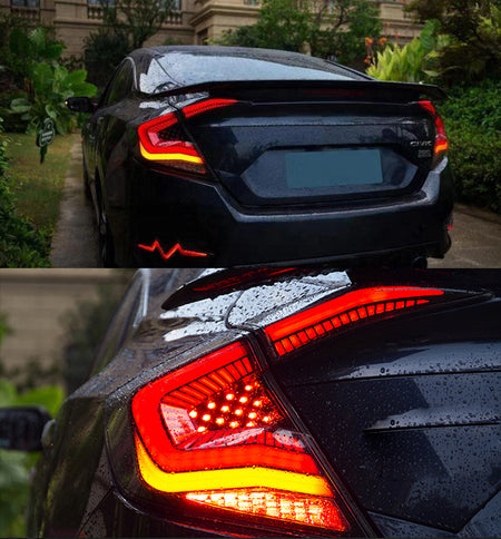 TT-ABC - Clear Smoked/ Smoke Led Tail Lights For 2016-2020 Honda Civic-Honda-TT-ABC-TT-ABC