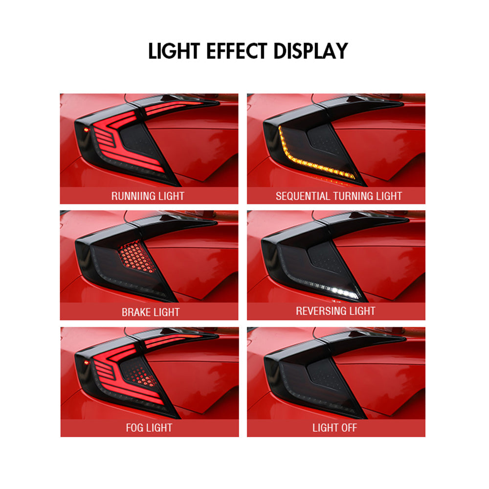 TT-ABC - For Honda Civic hatchback Three compartments 2016-2021 Led Tail light-Honda-TT-ABC-62*36*34-TT-ABC