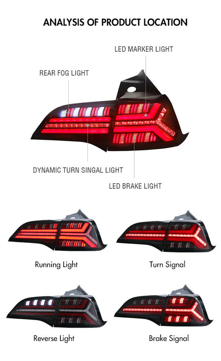 TT-ABC - LED Tail Lights For Tesla Model 3 Model Y 2017-2022 Eagle Rear Lamps-Tesla-TT-ABC-57*34*26-Smoked-TT-ABC