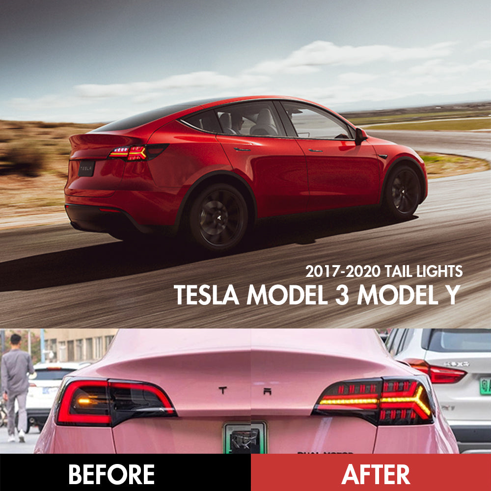 TT-ABC - LED Tail Lights For Tesla Model 3 Model Y 2017-2022 Eagle Rear Lamps-Tesla-TT-ABC-57*34*26-Smoked-TT-ABC