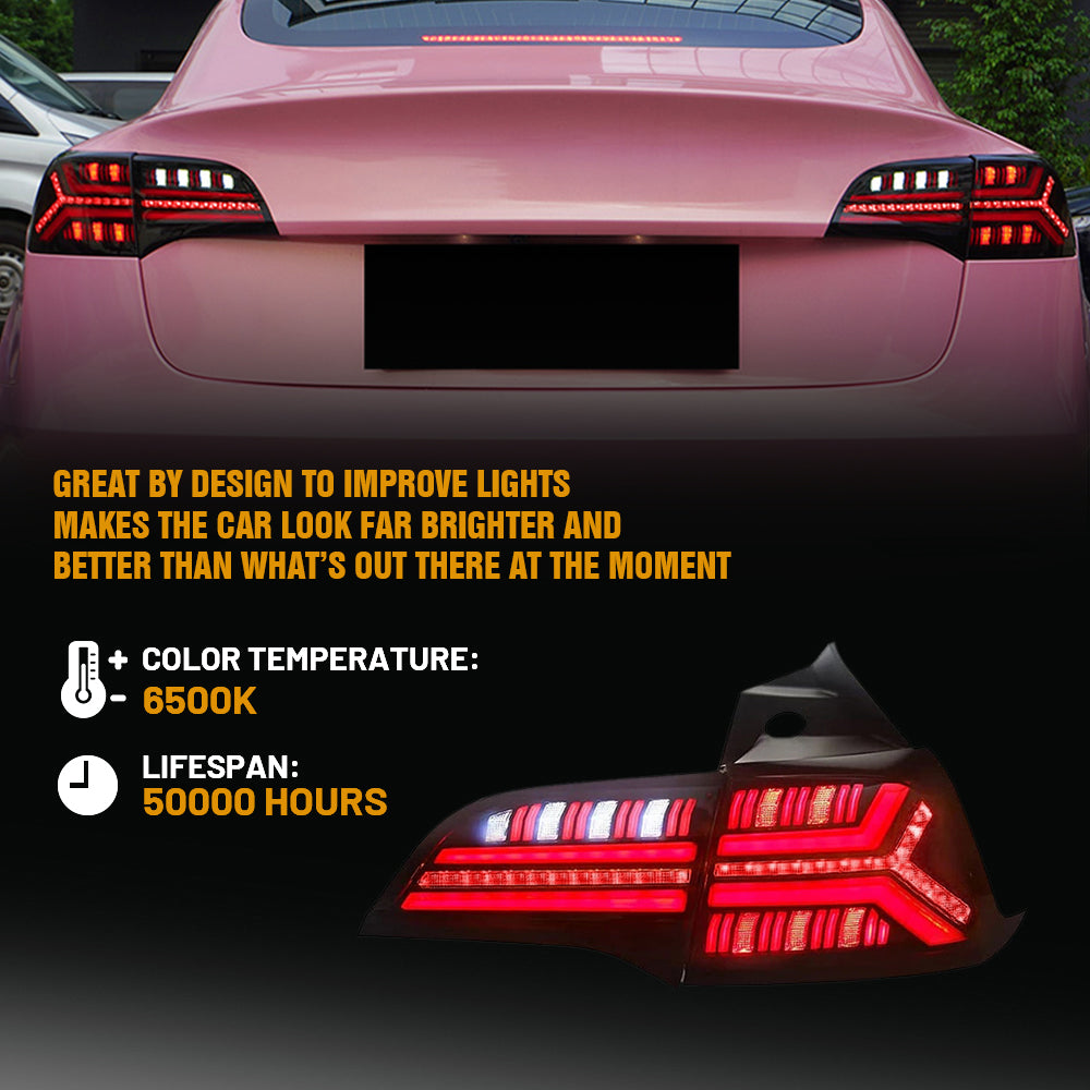 TT-ABC - LED Tail Light for Tesla Model 3/Y 2017-2022, Streamlined LED Sequential Turn(New Fish Bone)-Tesla-TT-ABC-TT-ABC