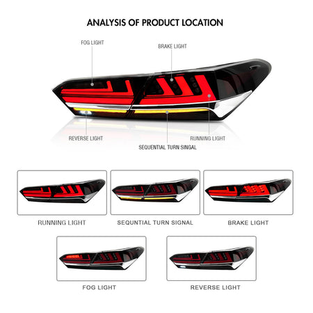 TT-ABC - Led Tail Lights For Toyota Camry 2018-2021 Rear Lamps Start-up Animation Sequential Breathing Turn Signal Replace OEM Dynamic Assembly-Toyota-TT-ABC-TT-ABC