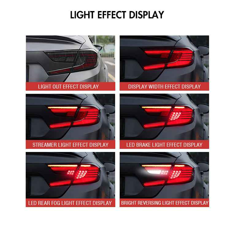 For 2018-2022 Honda Accord Smoked Dynamic Tail Lights With Start-up Animation Rear Lights Assembly - TT-ABC