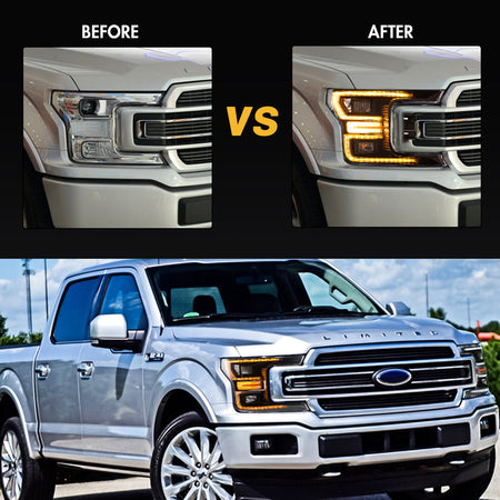 TT-ABC - New Accessories for 2018-2021 Ford F150 Headlights Assembly Led Projector Headlight (Clear)-Ford-TT-ABC-60*46*48-TT-ABC