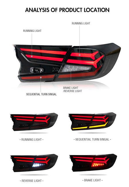 TT-ABC - New Taillights for 2018-2021 Honda Accord Tail Lights 10th Gen Rear Light Smoke-Honda-TT-ABC-TT-ABC