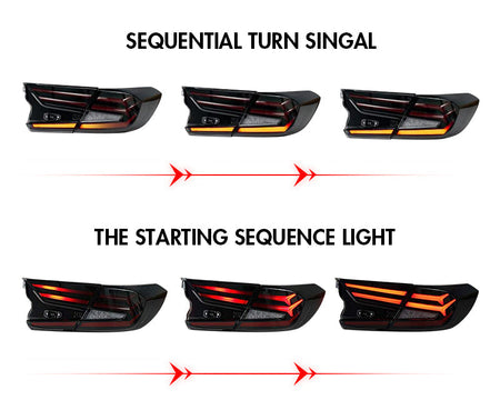 TT-ABC - New Taillights for 2018-2021 Honda Accord Tail Lights 10th Gen Rear Light Smoke-Honda-TT-ABC-TT-ABC