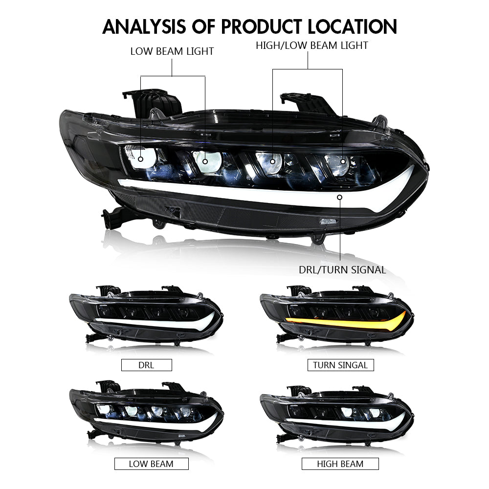 For 2018-2021 Honda Accord LX/Ex/EXL/Sport/SE Led Headlight Assemblies(Regular Version)-Honda-TT-ABC