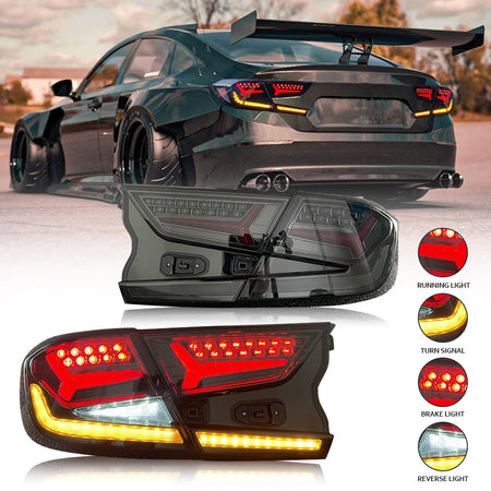 TT-ABC - Smoked Taillight for 2018-2021 Honda Accord v5 Tail Lights (New Fish Bone)-Honda-TT-ABC-63*43*23-TT-ABC