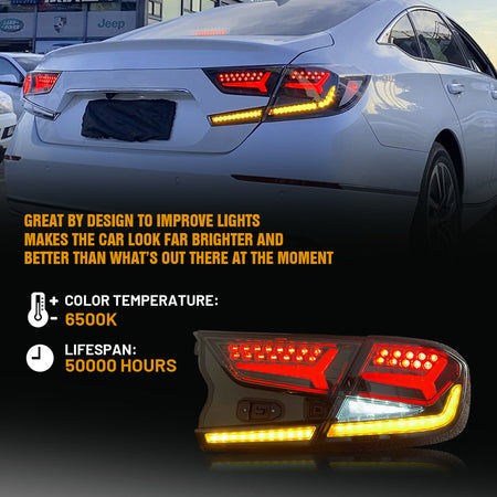 TT-ABC - Smoked Taillight for 2018-2021 Honda Accord v5 Tail Lights (New Fish Bone)-Honda-TT-ABC-63*43*23-TT-ABC