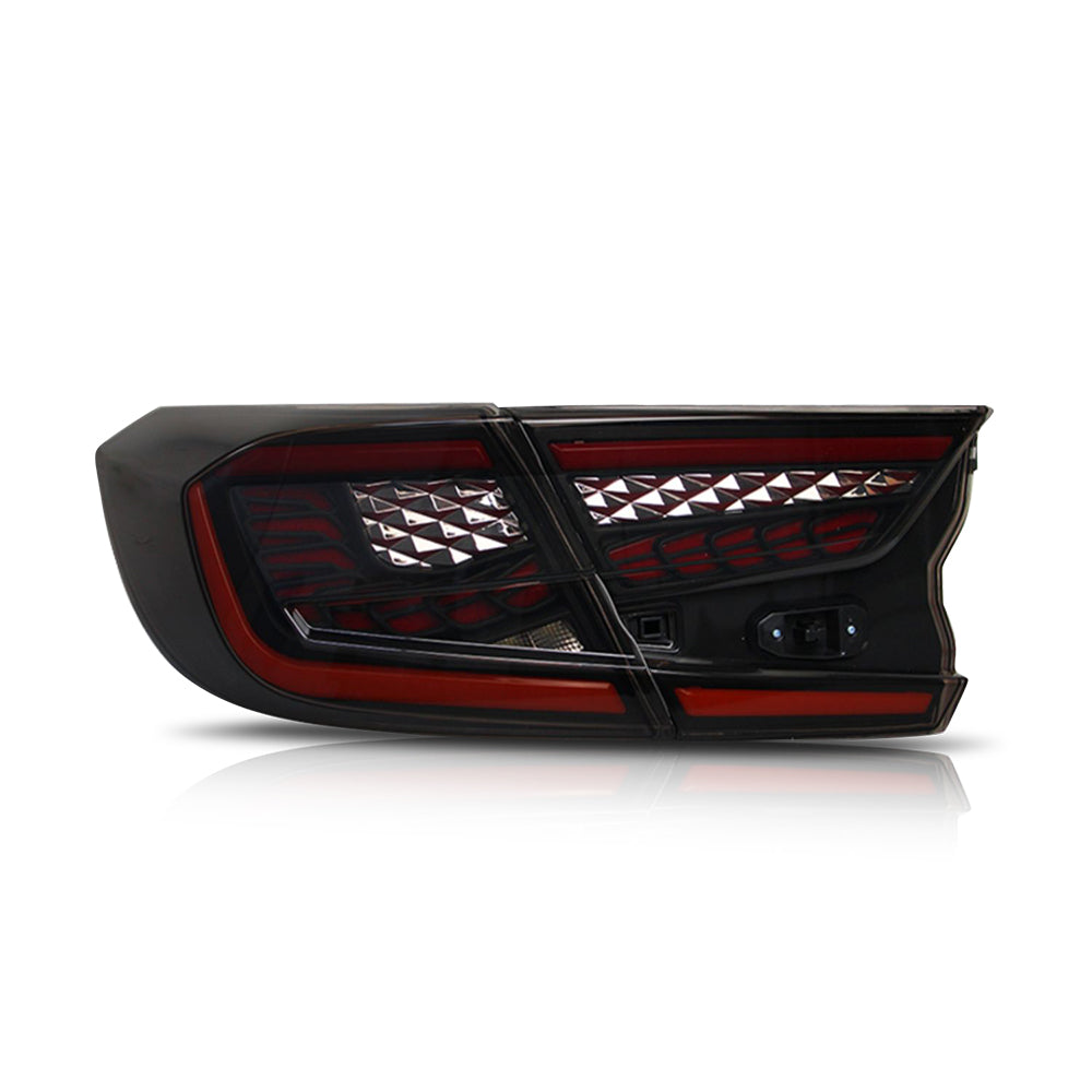 For 2018-2022 10th Gen Honda Accord Tail Lights LX/Sport/EX/EX-L/Touring/Hybrid, Smoke Dragon Ver-Honda-TT-ABC