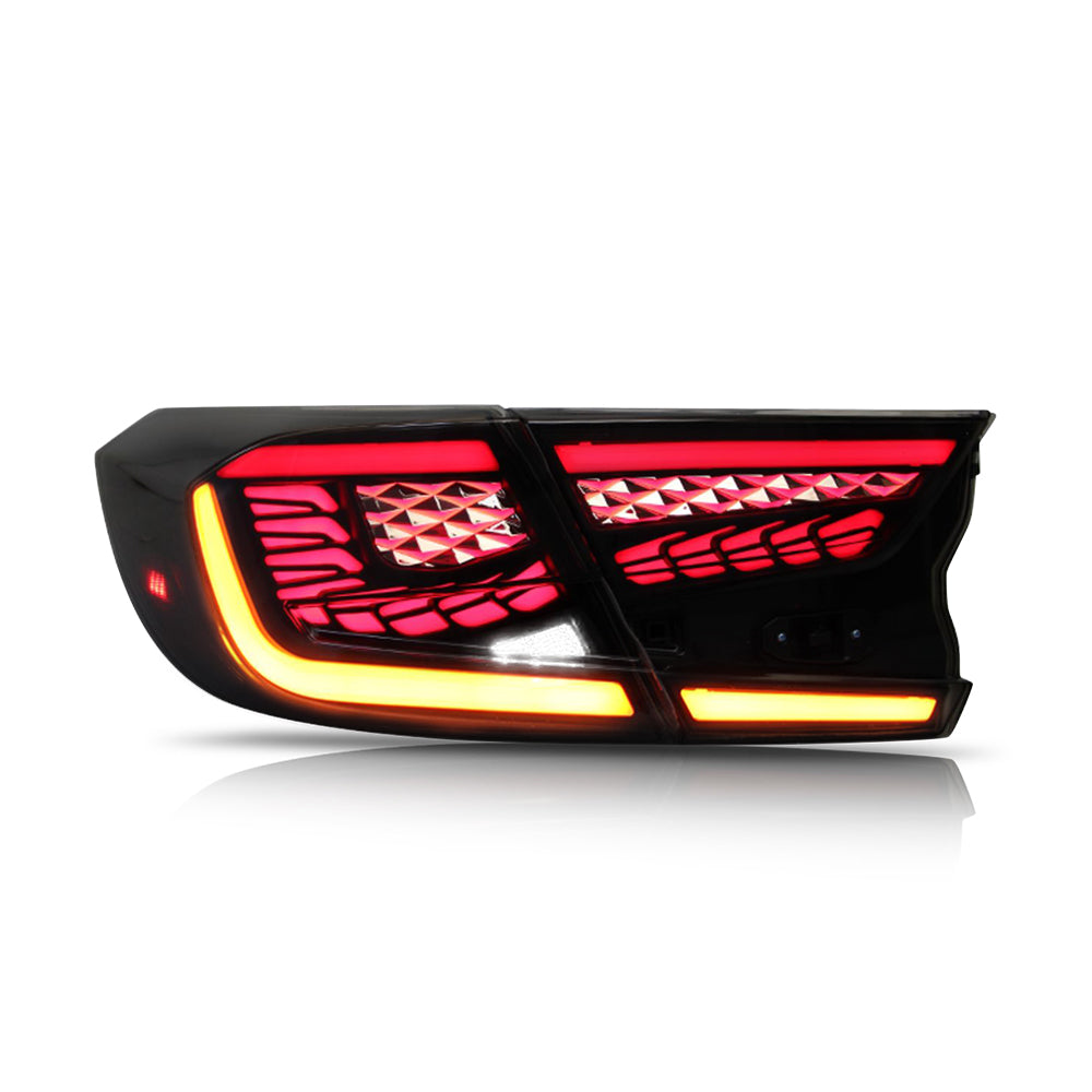 For 2018-2022 10th Gen Honda Accord Tail Lights LX/Sport/EX/EX-L/Touring/Hybrid, Smoke Dragon Ver-Honda-TT-ABC