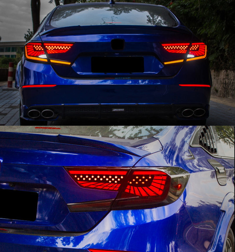 TT-ABC - Honda Accord 10th Gen 2018-2022 Led Tail Lights Compatible with w/3D Scanning Dynamic Animation w/ Starry Breathing DRL, w/Sequential, Smoked/Tinted-Honda-TT-ABC-70*41*25-TT-ABC