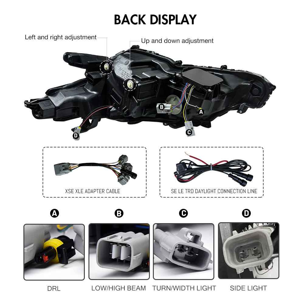 For 2018-2024 Toyota Camry LED Headlights, New Headlights Assembly