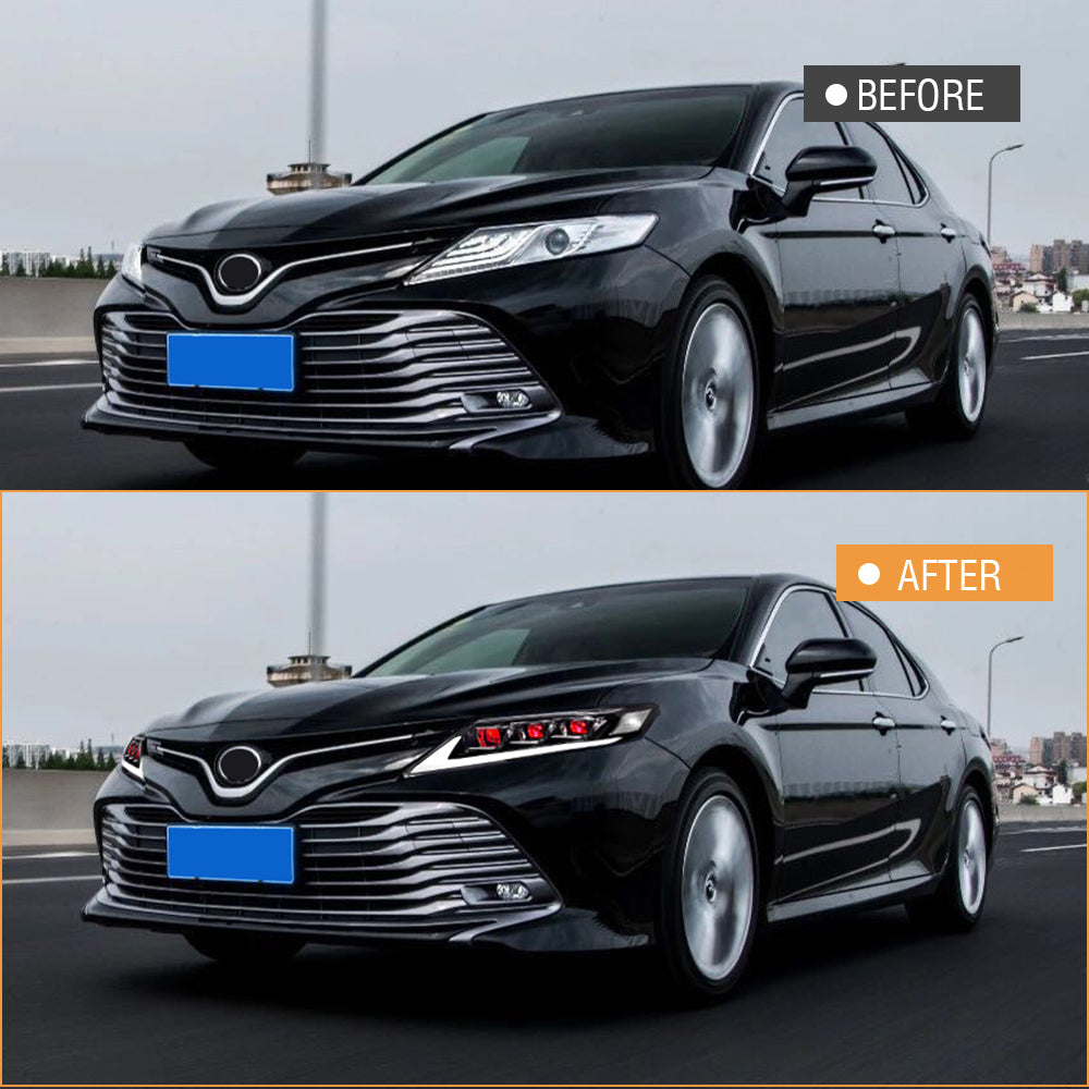 For 2018-2024 Toyota Camry LED Headlights, New Headlights Assembly Compatible LE SE XLE XSE TRD (Triple Projectors headlights)-Toyota-TT-ABC