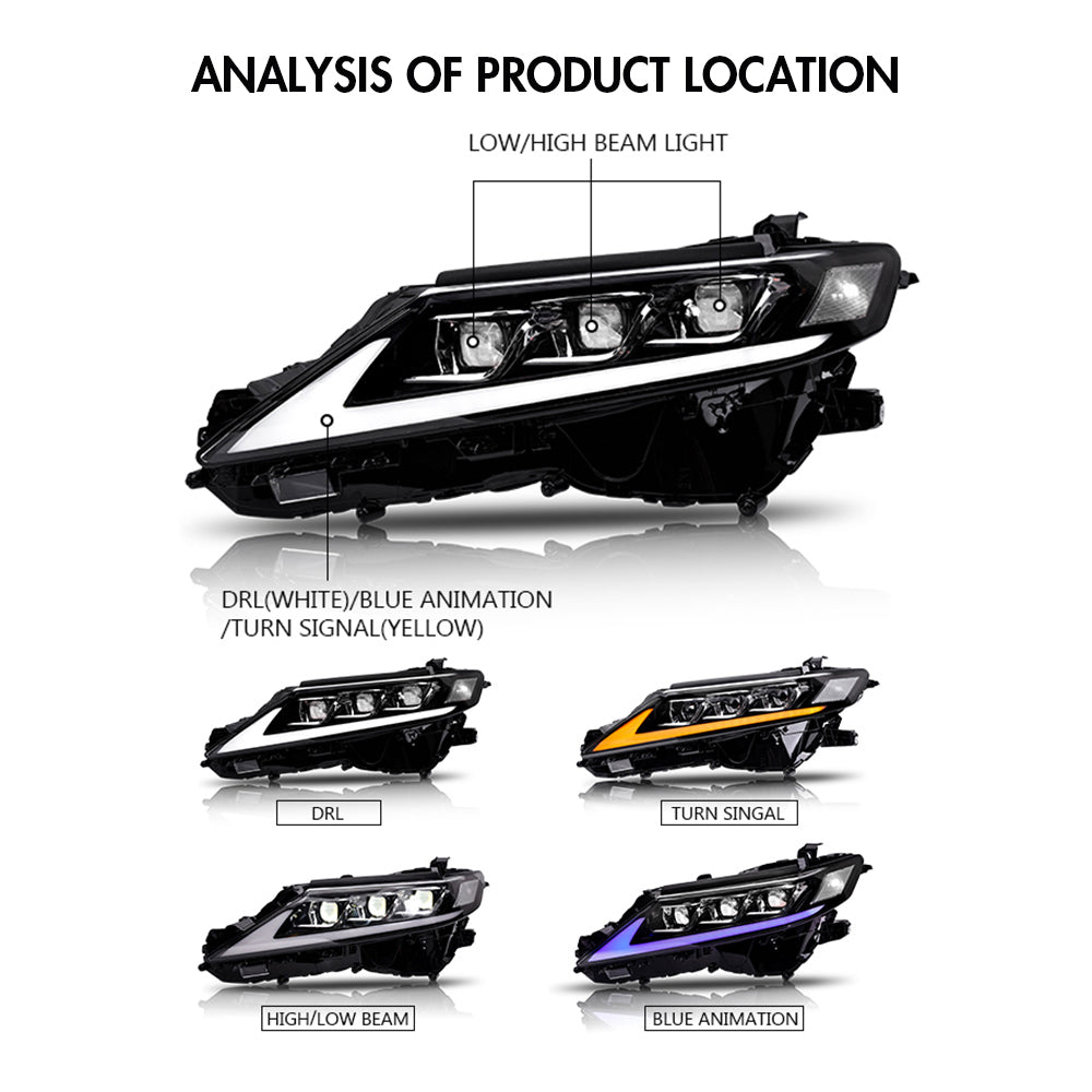 For 2018-2024 Toyota Camry Led Headlights (Clear refletor)-Toyota-TT-ABC