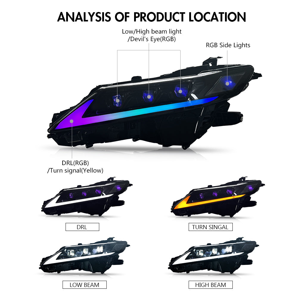 For 2018-2024 Toyota Camry RGB Headlights(Clear refletor)-Toyota-TT-ABC