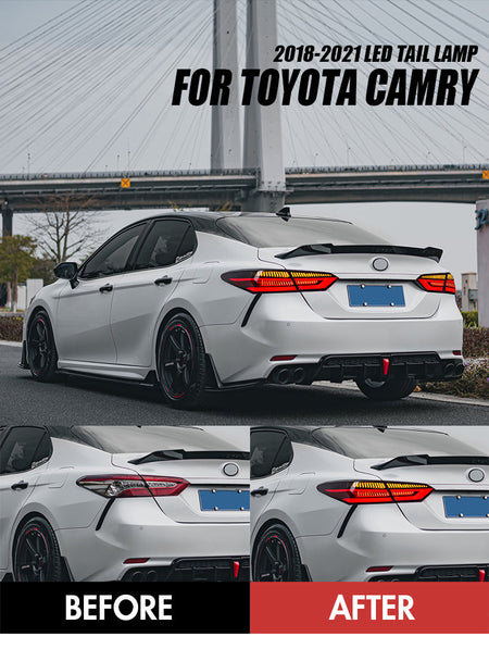 TT-ABC - LED Tail Lights For Toyota Camry 2018-2022 Somked Sequential Rear Lamp Assembly-Toyota-TT-ABC-66*55*22.5-Somked-TT-ABC