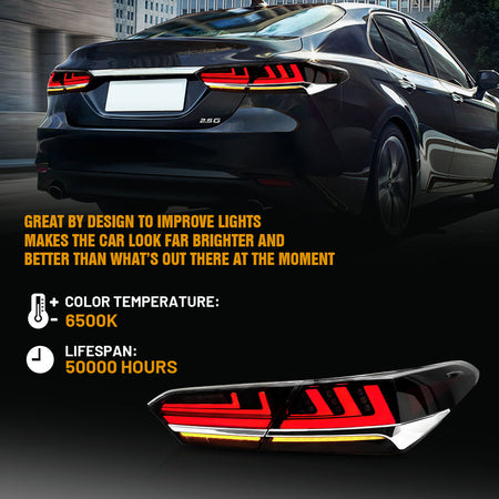 TT-ABC - For 2018-2022 Toyota Camry TailLights Assembly SE XSE LE Lexus Style(Smoked/Red/Clear)-Toyota-TT-ABC-TT-ABC