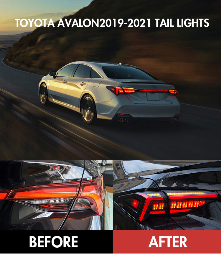 TT-ABC - Tail Lights for Toyota Avalon 2019 2020 2021 LED DRL Modified Lamp Car Light Assembly (SMOKE-with Spoiler Lights)-Toyota-TT-ABC-TT-ABC