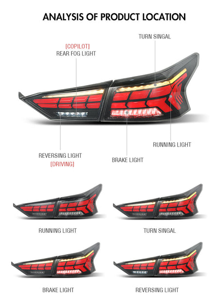 TT-ABC - LED Tail Lights Fit For 2019-2021 Nissan Altima Start-up Animation(Smoke/Red)-Nissan-TT-ABC-TT-ABC