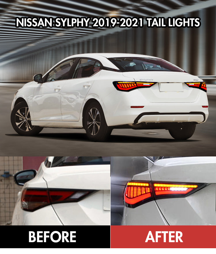 TT-ABC - LED Tail Light For Nissan Sylphy Sentra Pulsar 2019-2021 Start Up Animatio (Smoked/Red)-Nissan-TT-ABC-TT-ABC