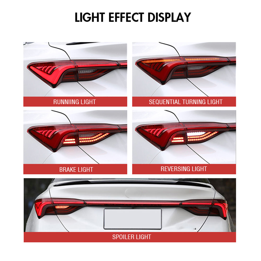 TT-ABC - For Toyota Avalon 2019-2021 LED Tail Lights Assembly LED Rear Lamps (Smoked/Red)-Toyota-TT-ABC-TT-ABC