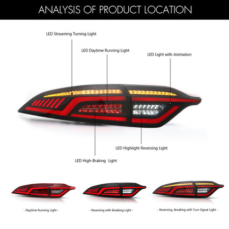 TT-ABC - LED For Tail Lights & Middle Lamps Toyota US Corolla 2020-2021 Smoked/Red Sequential Breathing Turn Signal Replace OEM Dynamic Rear Lamps-Toyota-TT-ABC-TT-ABC