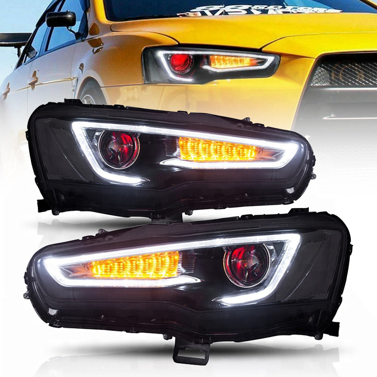 TT-ABC - For Mitsubishi Lancer EVO X 2008-UP LED Demon Eye Projector Headlights(w/No devil eyes/w/devil eyes) (A5 Style)-Mitsubishi-TT-ABC-TT-ABC