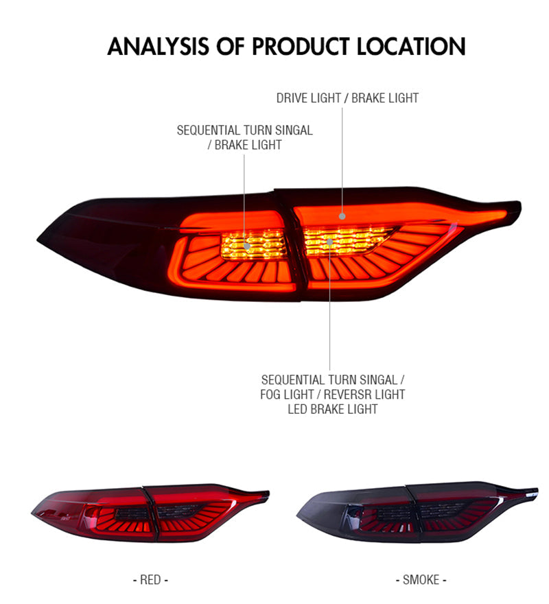 TT-ABC - Led Tail Lights for Toyota Corolla US (Smoked/Red)-Toyota-TT-ABC-TT-ABC