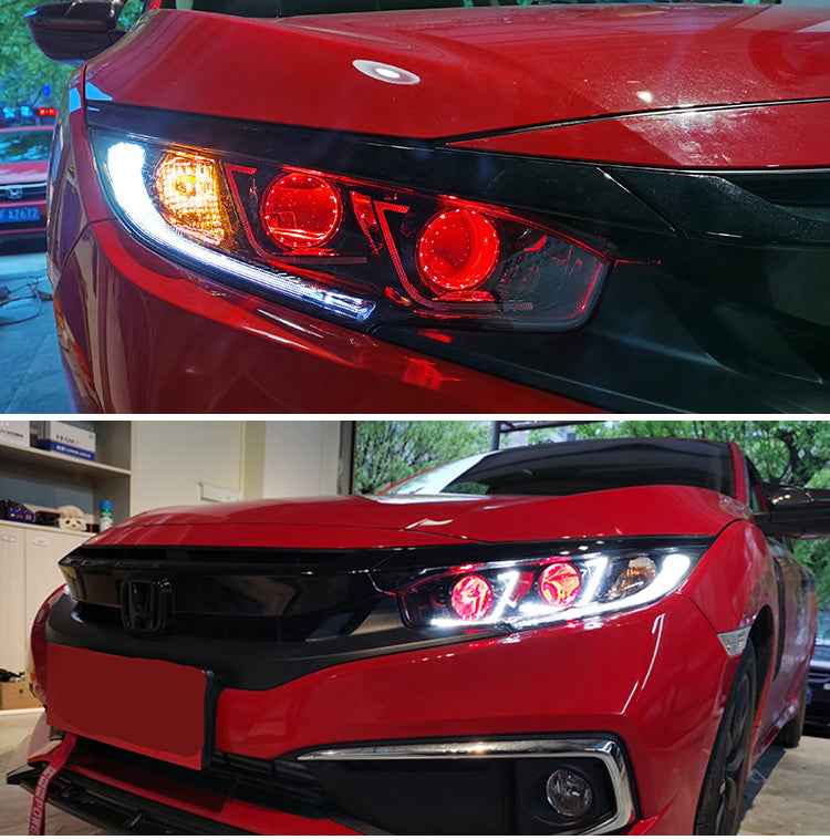 Full LED Driver Side Headlight For 2016-2019 Honda Civic (Left, Clear Lens) - Auto-summer AS408101MM