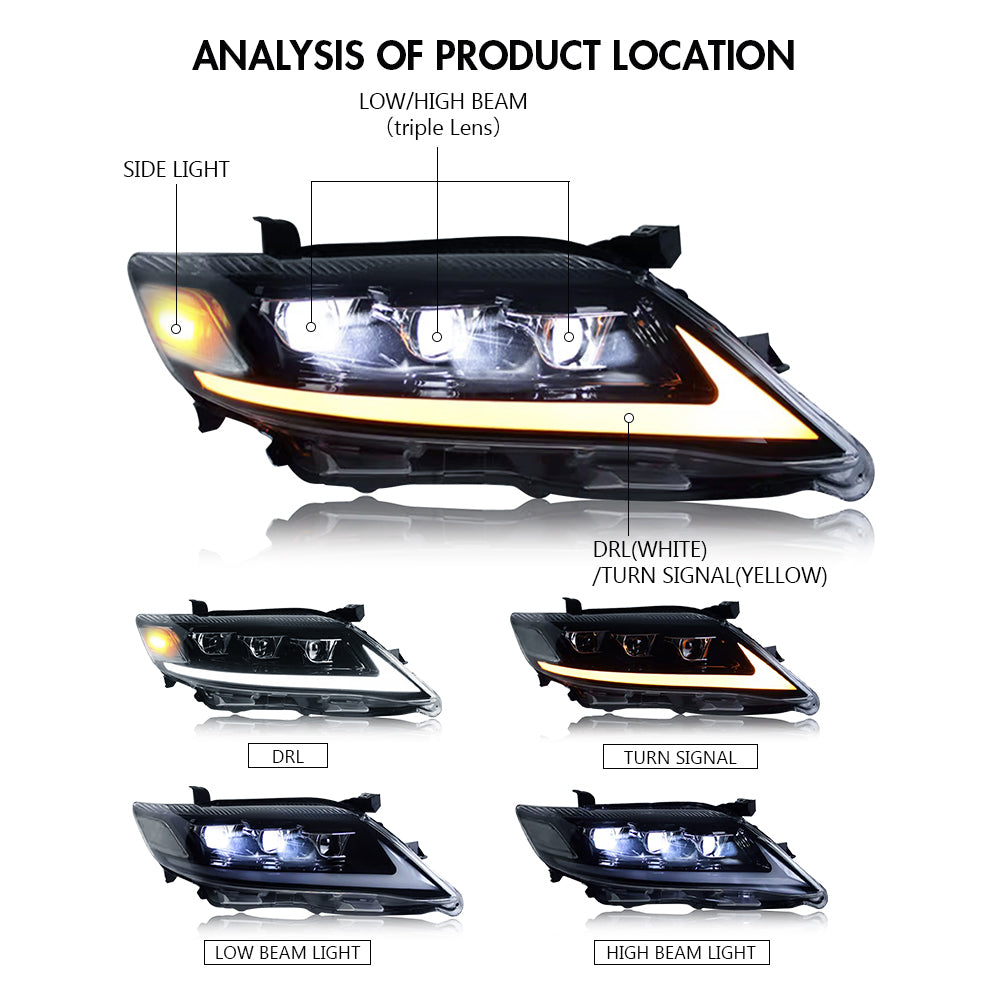 LED Headlight for Toyota Camry 2010-2011 Headlight Assembly (Triple Beams)-Toyota-TT-ABC