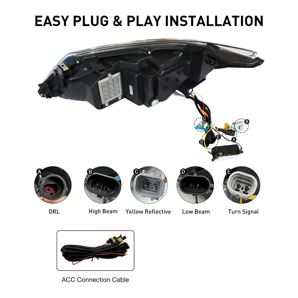 TT-ABC LED Headlight for 2012-2014 Toyota Camry Animation Sequential ...