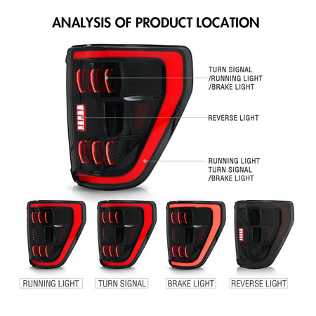 Led Tail Light for 2021-2023 Ford F150 F-150 XLT Whit Blind Spot Radar module-Ford-TT-ABC