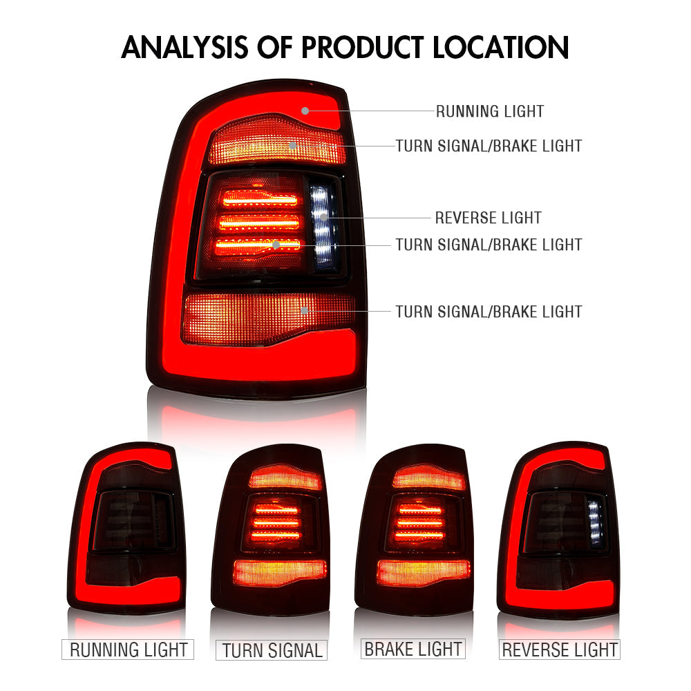 Led Tail Lights Assembly For 2009-2018 Dodge Ram 1500,2013-2018 Ram 1500 2500 Smoked Lens-Dodge-TT-ABC